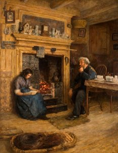 Interior, Mujer Leyendo a un Hombre Mayor, 1889 de Frank Stanley Ogilvie